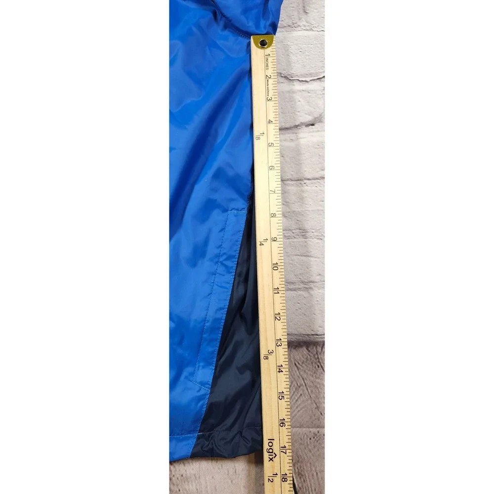 Columbia Mens Blue Packable Hood Windbreaker Jacket Large Full Zip Mesh Lined